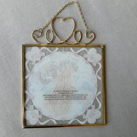 Dreamsicles Cherub Kiss glass suncatcher The Hamilton Collection VTG 1996 5"sq - Picture 3 of 7